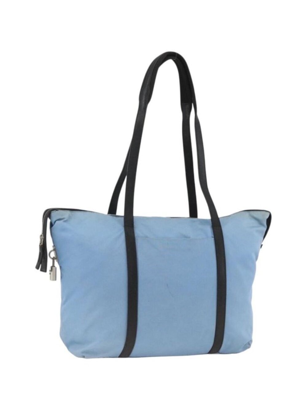 PRADA Tote Bag Nylon Leather Light Blue Silver